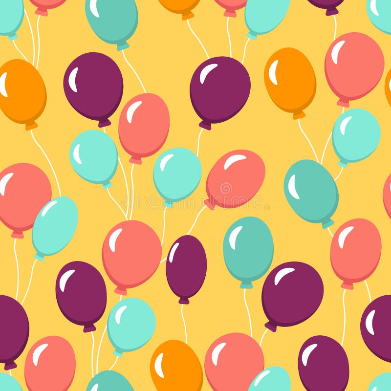 Kleurrijk naadloos patroon met ballons voor behang, textiel, stof De gelukkige Viering van de Verjaardag Vector illustratie stock illustratie Kleurrijk naadloos patroon met ballons voor behang, textiel, stof De gelukkige Viering van de Verjaardag Vector illustratie stock illustratie