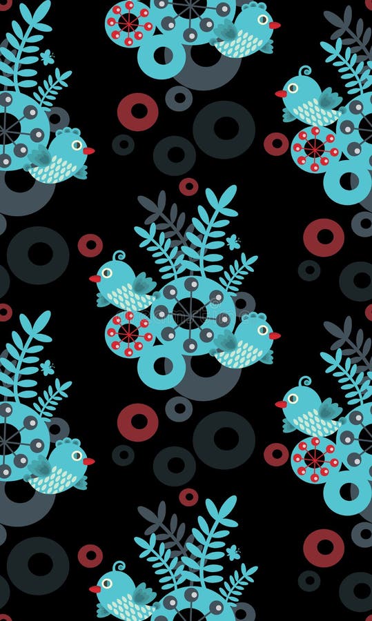 Kleurrijk naadloos patroon met vogels. stock illustratie Kleurrijk naadloos patroon met vogels. stock illustratie