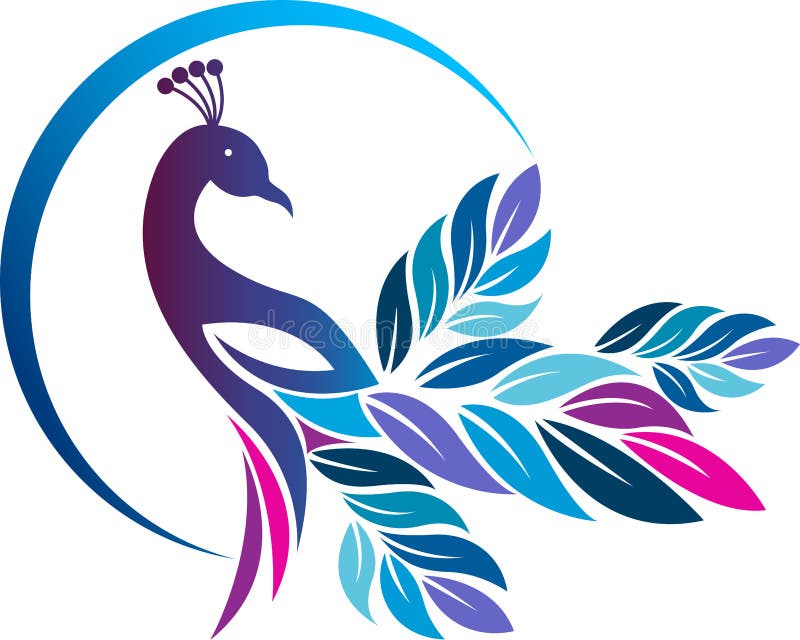 Illustration art of a colorful peacock logo with isolated background. Illustration art of a colorful peacock logo with isolated background