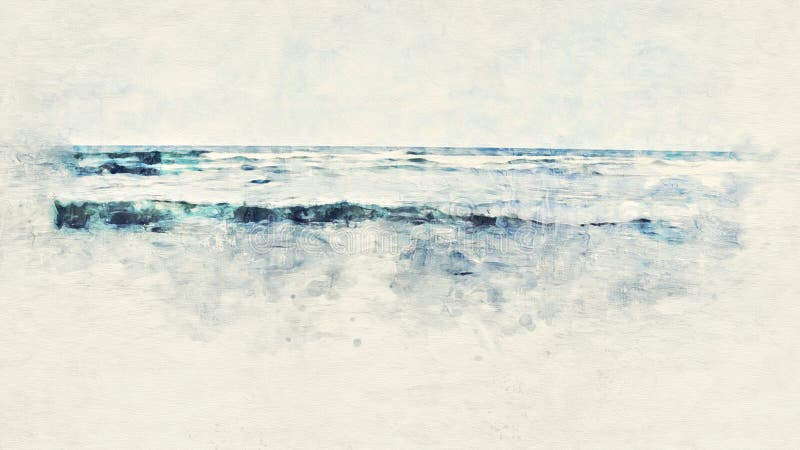 Kleurrijk Strand en zeewater op waterverf het schilderen achtergrond royalty-vrije illustratie Kleurrijk Strand en zeewater op waterverf het schilderen achtergrond royalty-vrije illustratie