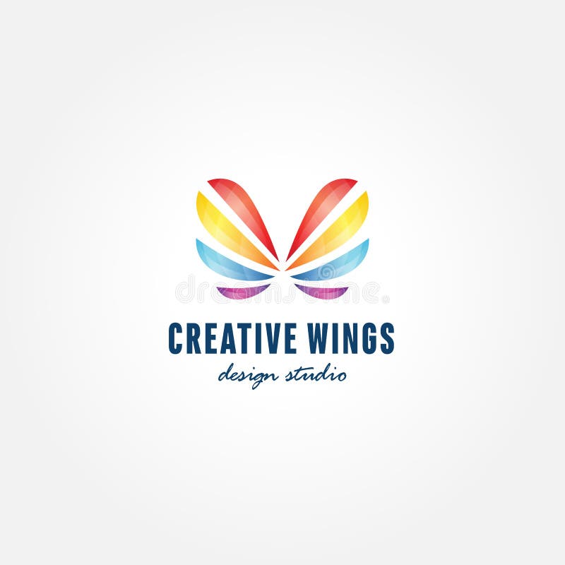 Kleurrijke vlinder, creatief en trendy symbool, logo-sjabloon stock illustratie