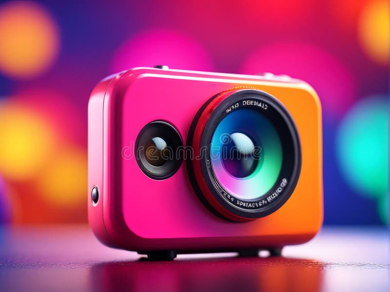 Kleurrijke camera met licht stock illustratie