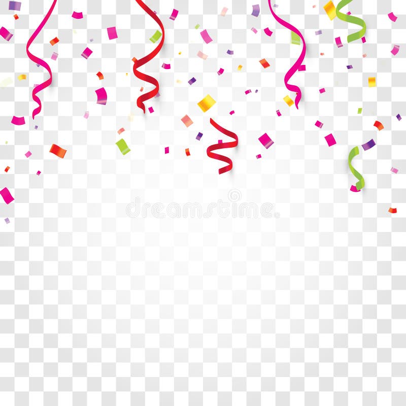 Kleurrijke confettien, kronkelweg of linten die op witte transparante vectorillustratie vallen als achtergrond Partij, festival vector illustratie Kleurrijke confettien, kronkelweg of linten die op witte transparante vectorillustratie vallen als achtergrond Partij, festival vector illustratie