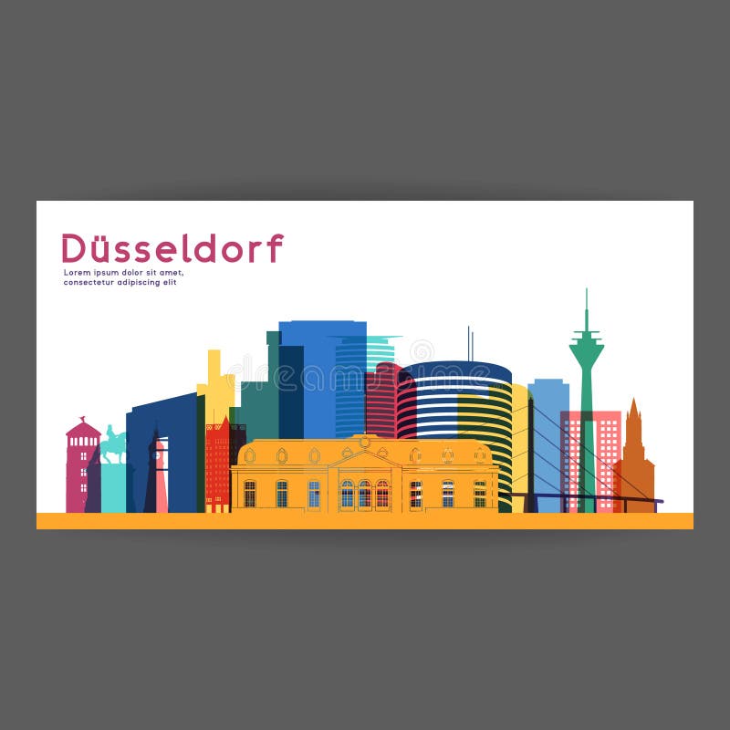 Kleurrijke de architectuur vectorillustratie van Dusseldorf royalty-vrije illustratie Kleurrijke de architectuur vectorillustratie van Dusseldorf royalty-vrije illustratie