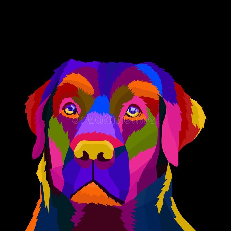 Kleurrijke dieren van de hondendelkunst portretteren vectorillustratie