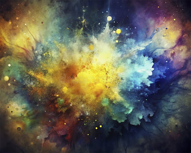 Colorful explosion of paint on a white background. 3D rendering Colorful abstract background with stars and nebula, computer collage. Colorful explosion of paint on a white background. 3D rendering Colorful abstract background with stars and nebula, computer collage.