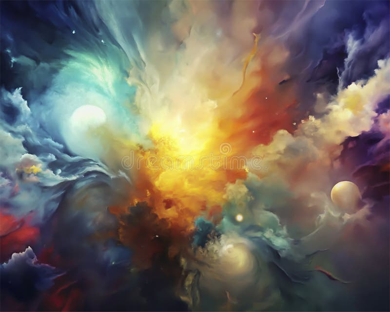 Colorful explosion of paint on a white background. 3D rendering Colorful abstract background with stars and nebula, computer collage. Colorful explosion of paint on a white background. 3D rendering Colorful abstract background with stars and nebula, computer collage.