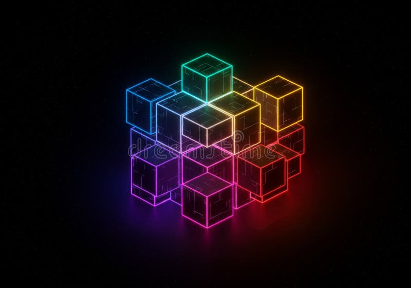 Kleurrijke gloedblokken Abstract 3D renderen stock illustratie