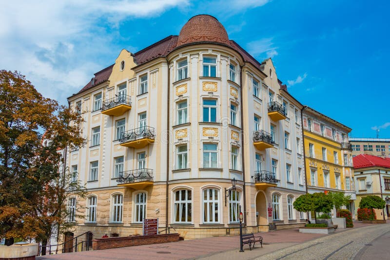 Kleurrijke huizen in Tarnow, Polen royalty-vrije stock fotografie