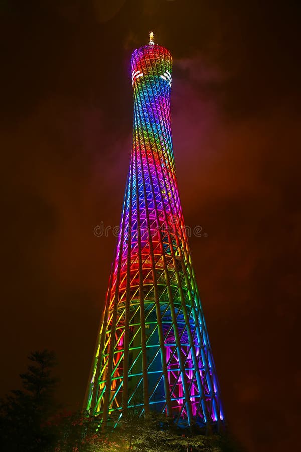 Kleurrijke iconische kantontoren, guangzhou, China stock foto Kleurrijke iconische kantontoren, guangzhou, China stock foto