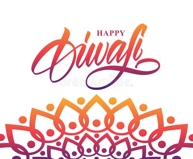 Kleurrijke Indische groetkaart met het Met de hand geschreven van letters voorzien van Gelukkige Diwali Vector illustratie stock illustratie Kleurrijke Indische groetkaart met het Met de hand geschreven van letters voorzien van Gelukkige Diwali Vector illustratie stock illustratie