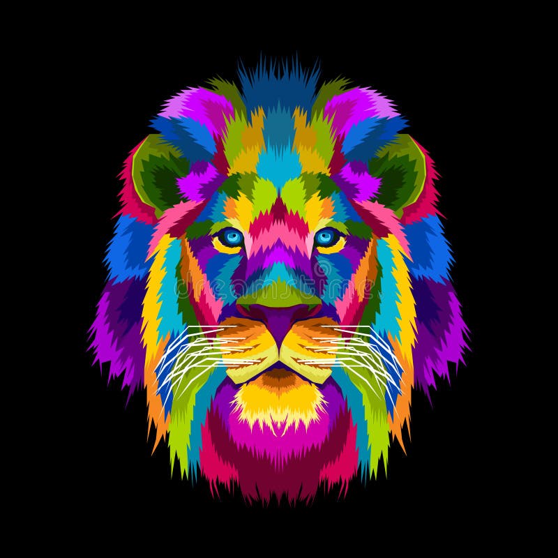 Kleurrijke leeuw-pop-art portret vectorillustratie