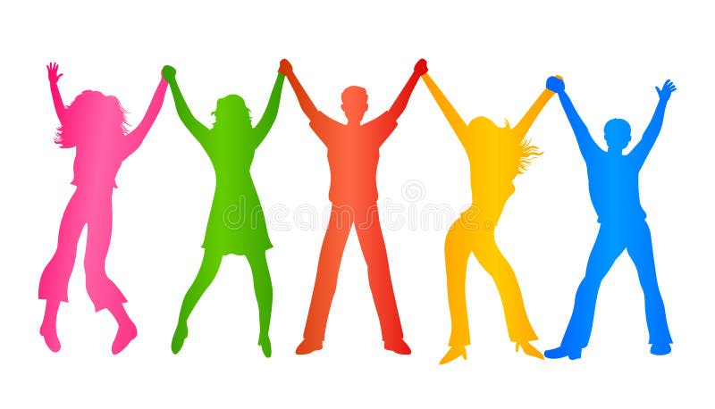 Kleurrijke mensen die handen houden De illustratie van diversiteitsmensen stock illustratie Kleurrijke mensen die handen houden De illustratie van diversiteitsmensen stock illustratie