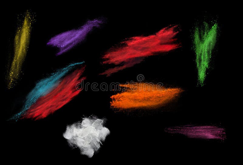 Kleurrijke poederplons op zwarte achtergrond
