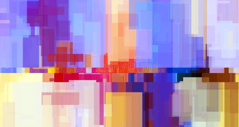 Kleurrijke rechthoeken digitaal abstract schilderij. prachtige illustraties met halfdoorzichtige kleuren