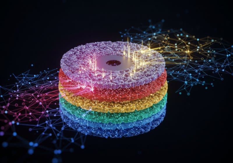 Kleurrijke stromende Data Disks Network Abstract vector illustratie