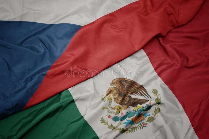 Kleurrijke vlag van mexico en nationale vlag van tsjechië stock fotografie Kleurrijke vlag van mexico en nationale vlag van tsjechië stock fotografie