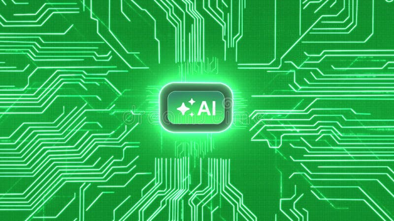 Klicken Sie auf Animation. generieren Taste, die Schaltungswege zeigt, die neuronale Netzwerkdatenverarbeitung beleuchten vektor abbildung