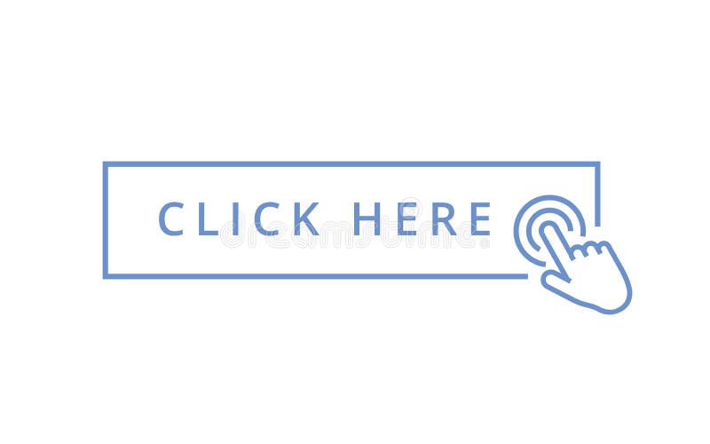 Klicken Sie hier Knopf mit dem Handzeigerklicken r Illustration lokalisiert für Grafik und Webdesign stock abbildung Klicken Sie hier Knopf mit dem Handzeigerklicken r Illustration lokalisiert für Grafik und Webdesign stock abbildung