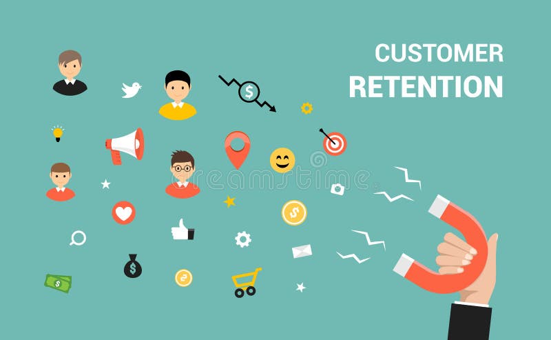 Customer retention flat vector web design. Target marketing strategy retention concept. Customer retention flat vector web design. Target marketing strategy retention concept.