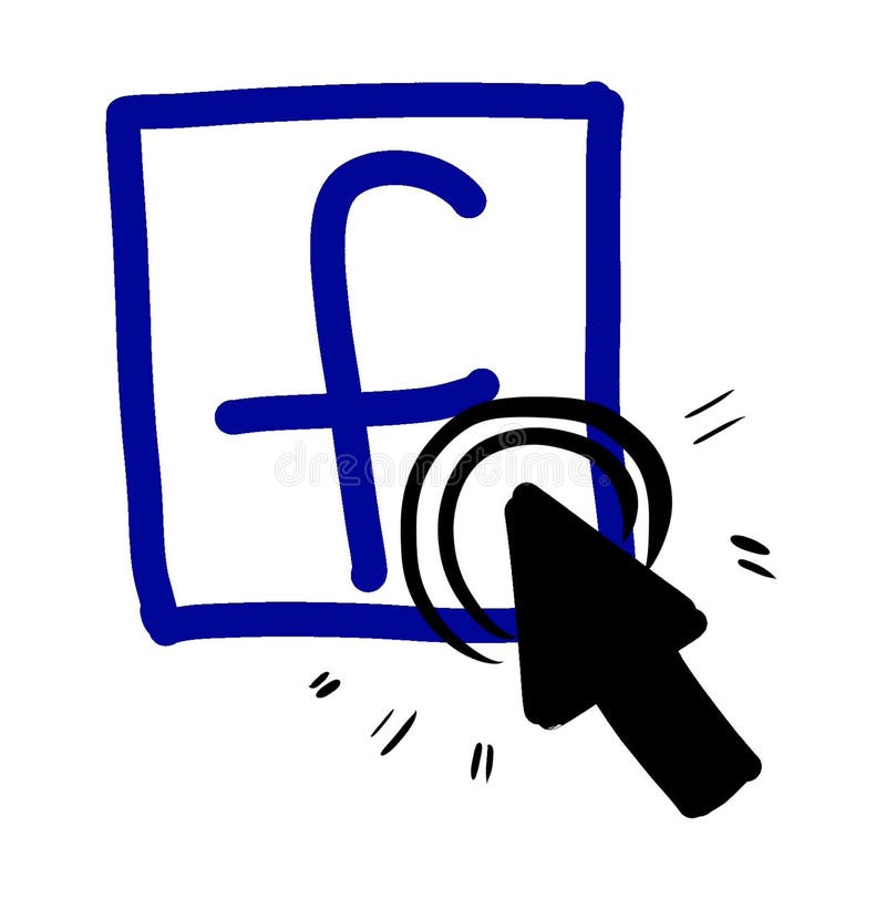 Klika dalej Facebook znaka lub klika Facebook ilustracja wektor Klika dalej Facebook znaka lub klika Facebook ilustracja wektor