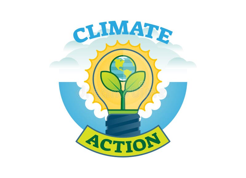 Klimaatactie, vector het embleemkenteken van de klimaatveranderingbeweging