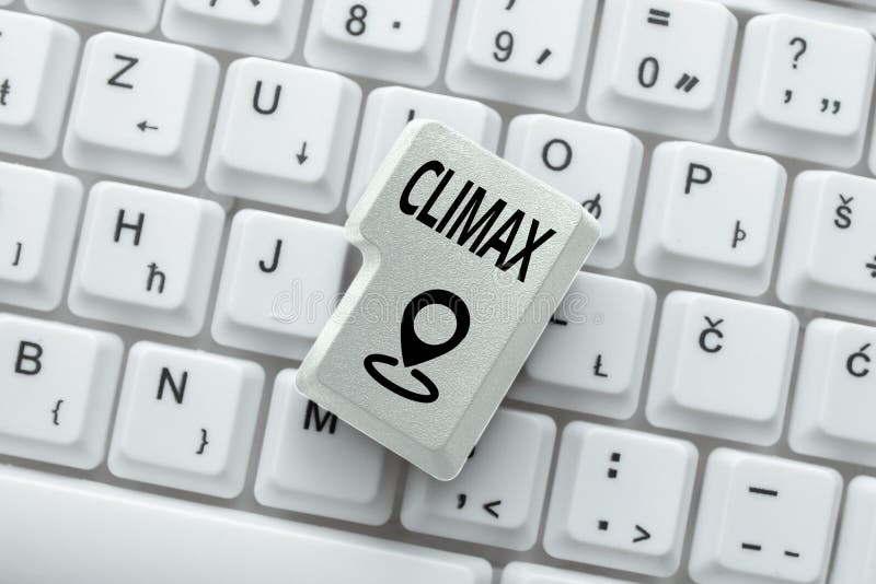 Text caption presenting Climax, Concept meaning the highest or most intense point in the development or resolution Typing New Edition Of Informational Ebook, Creating Fresh Website Content. Text caption presenting Climax, Concept meaning the highest or most intense point in the development or resolution Typing New Edition Of Informational Ebook, Creating Fresh Website Content