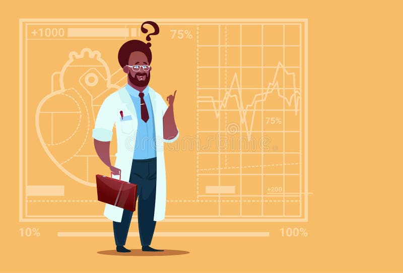 Klinik-Arbeitskraft-Krankenhaus Afroamerikaner-Doktor-Confused Thinking Medical vektor abbildung Klinik-Arbeitskraft-Krankenhaus Afroamerikaner-Doktor-Confused Thinking Medical vektor abbildung