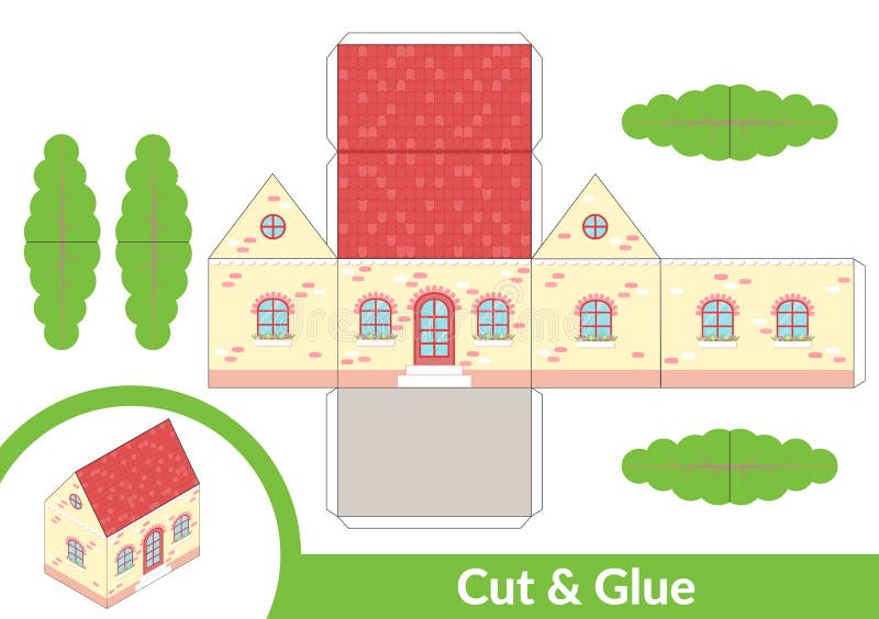 Klipp och lim ett hus Barnkonstlek f?r aktivitetssida Pappers- modell 3d ocks? vektor f?r coreldrawillustration royaltyfri illustrationer Klipp och lim ett hus Barnkonstlek f?r aktivitetssida Pappers- modell 3d ocks? vektor f?r coreldrawillustration royaltyfri illustrationer