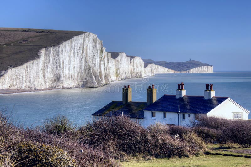 Klippe mit sieben Schwestern in Ostsussex England lizenzfreies stockfoto Klippe mit sieben Schwestern in Ostsussex England lizenzfreies stockfoto