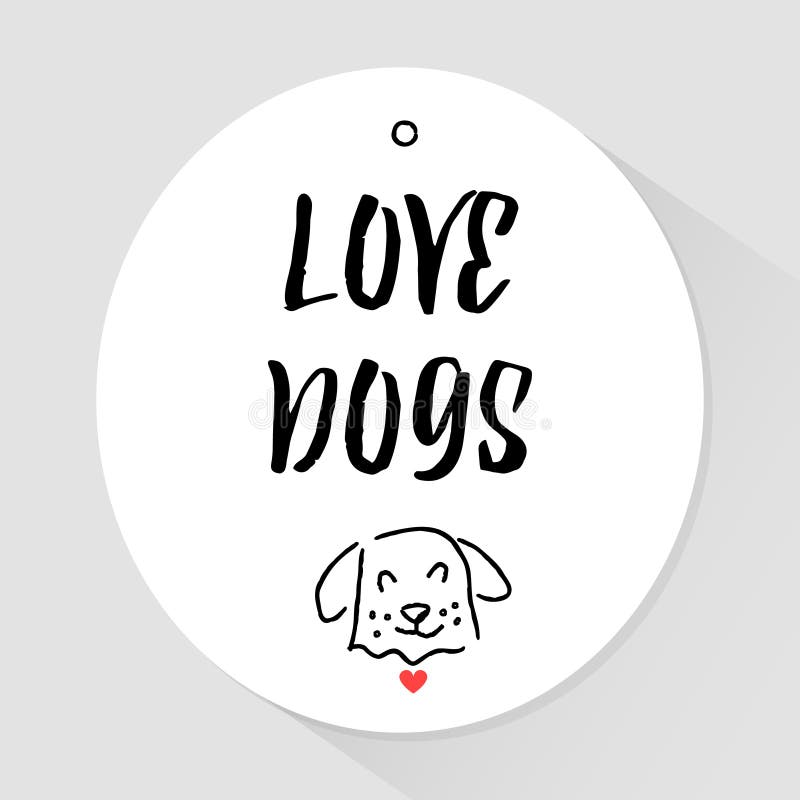 Klistermärke med bokstävertext och huvudet av en hund Förälskelsehundkapplöpning Vektor Illustratio vektor illustrationer