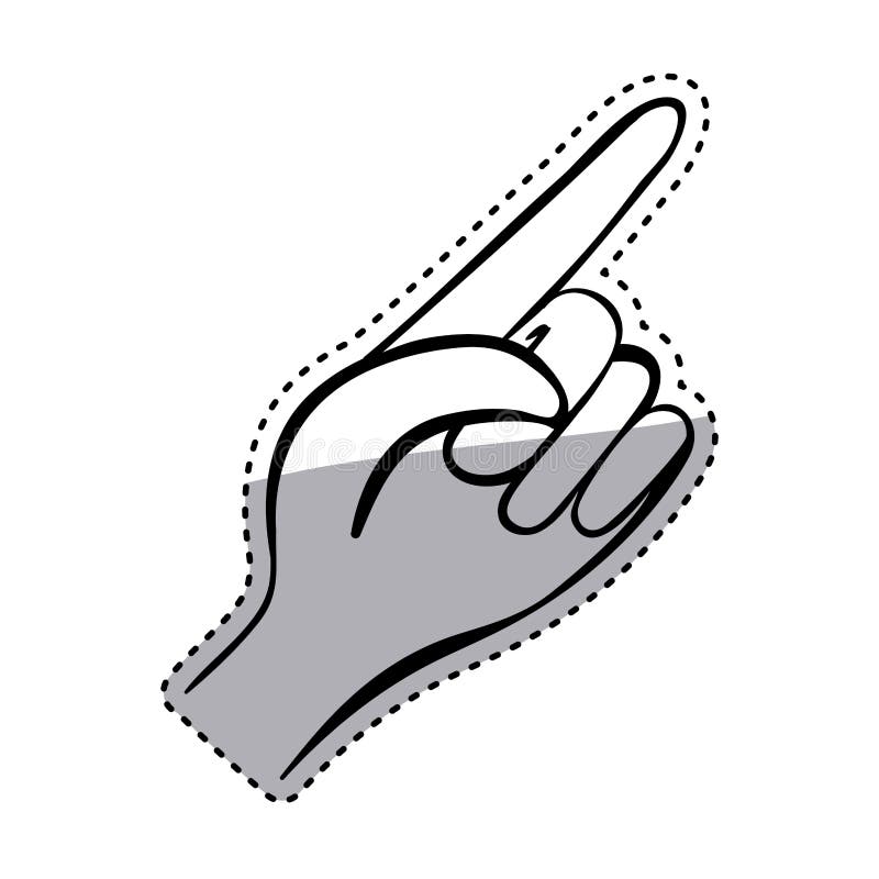 Klistermärkekonturhand som pekar med ett finger royaltyfri illustrationer