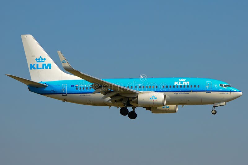 KLM-vliegtuig Boeing 737-700 stock fotografie KLM-vliegtuig Boeing 737-700 stock fotografie