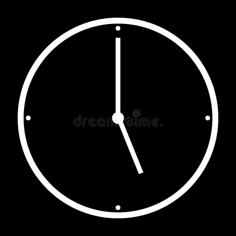 Klockasymbol på svart royaltyfri illustrationer