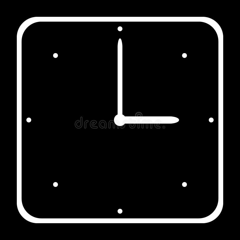 Klockasymbol på svart vektor illustrationer