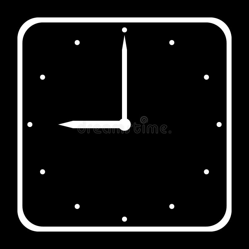 Klockasymbol på svart royaltyfri illustrationer