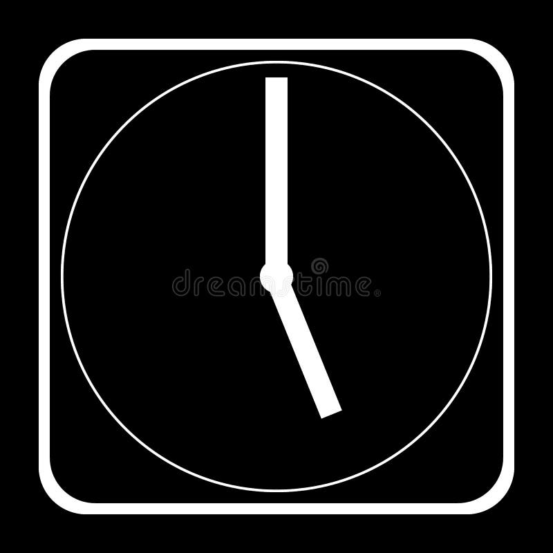 Klockasymbol på svart vektor illustrationer