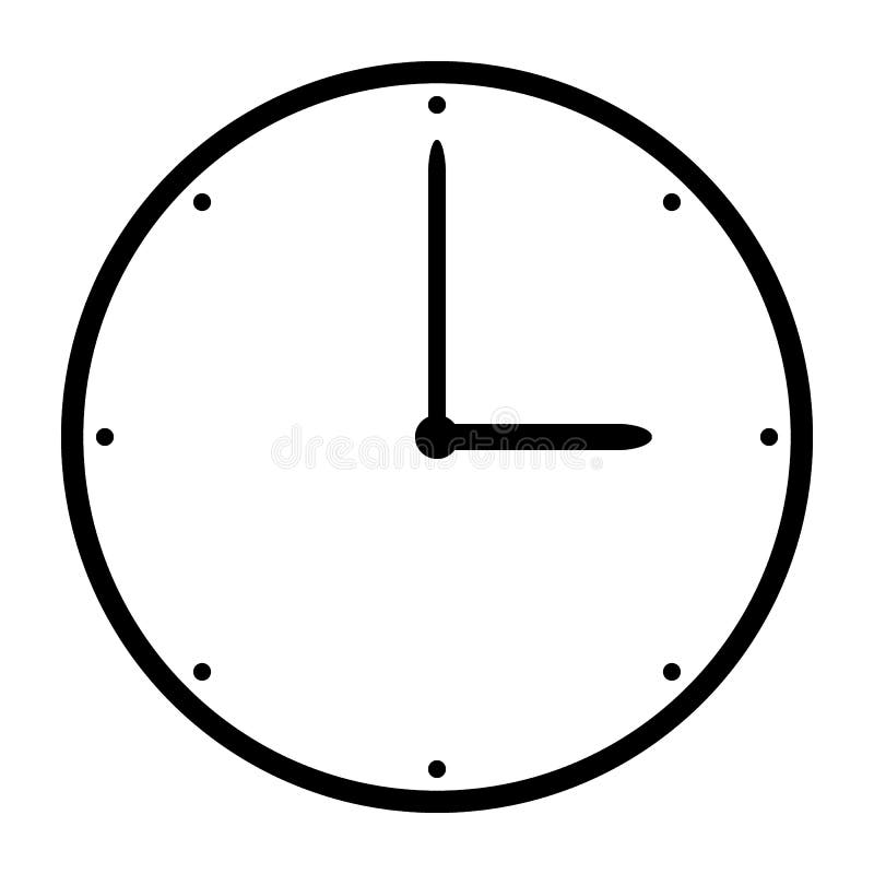Klockasymbol på vit stock illustrationer