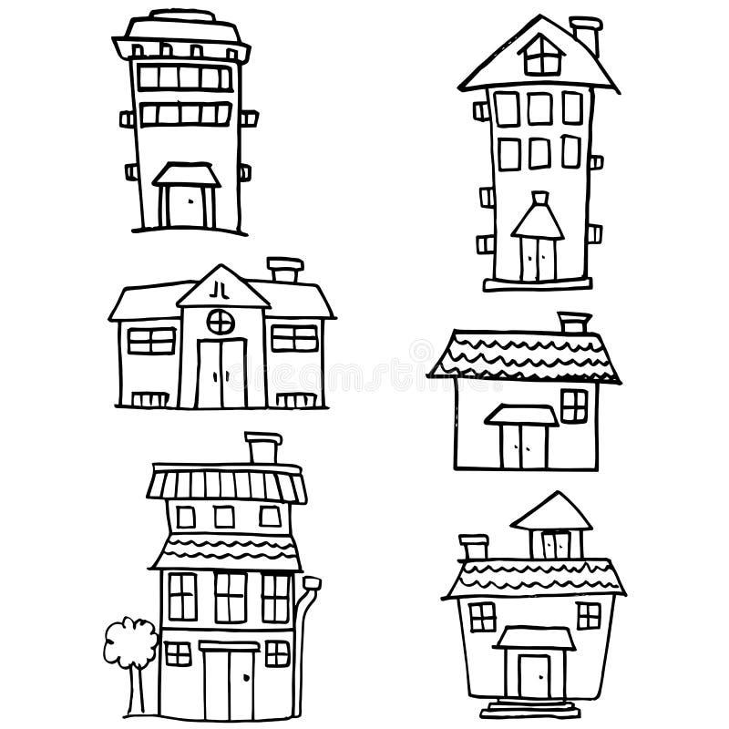 Klotter av attraktion för husstilhand royaltyfri illustrationer Klotter av attraktion för husstilhand royaltyfri illustrationer