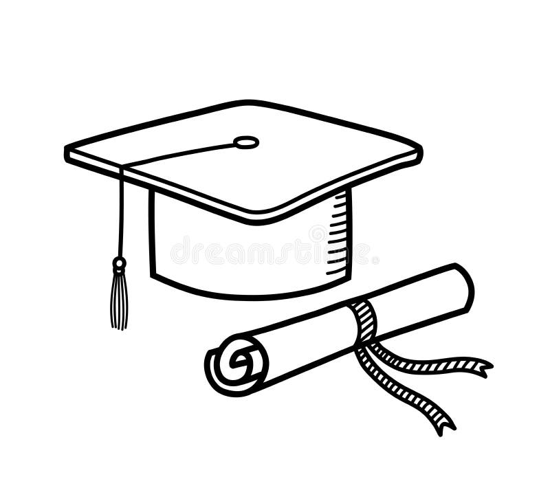 Klotter för utbildning för hatt för avläggande av examenlockdiplom stock illustrationer Klotter för utbildning för hatt för avläggande av examenlockdiplom stock illustrationer