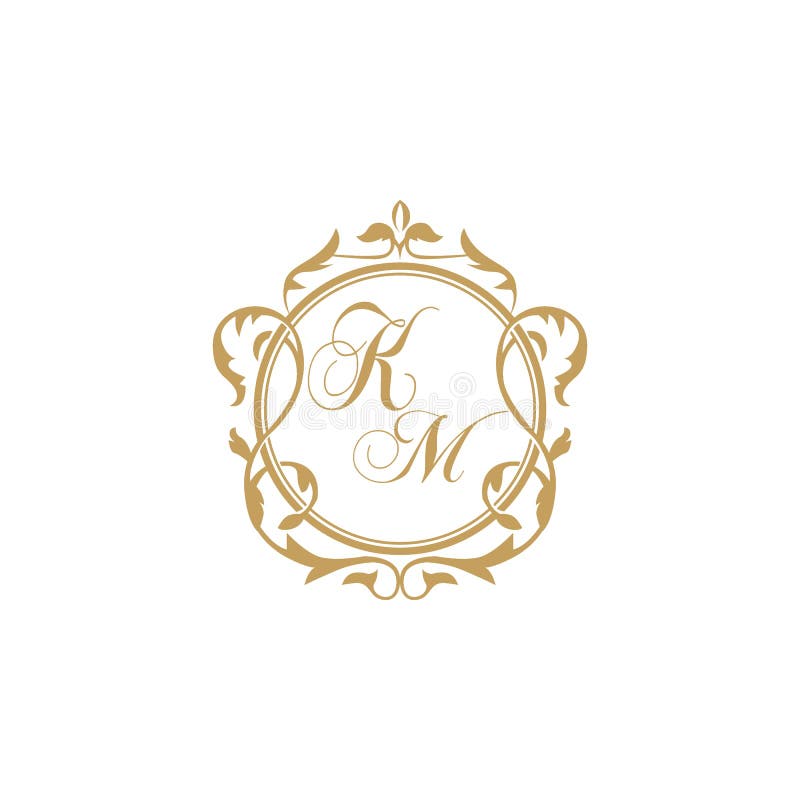 KM Initial Wedding Invitation Elegant Vector Graphic Template Stock ...