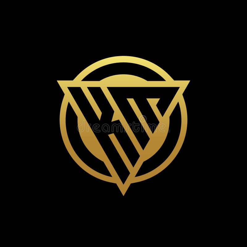Km Logo Monogram With Triangle Shape And Circle Rounded Isolated On Gold Colors Stock Vector Illustration Of Business Letter