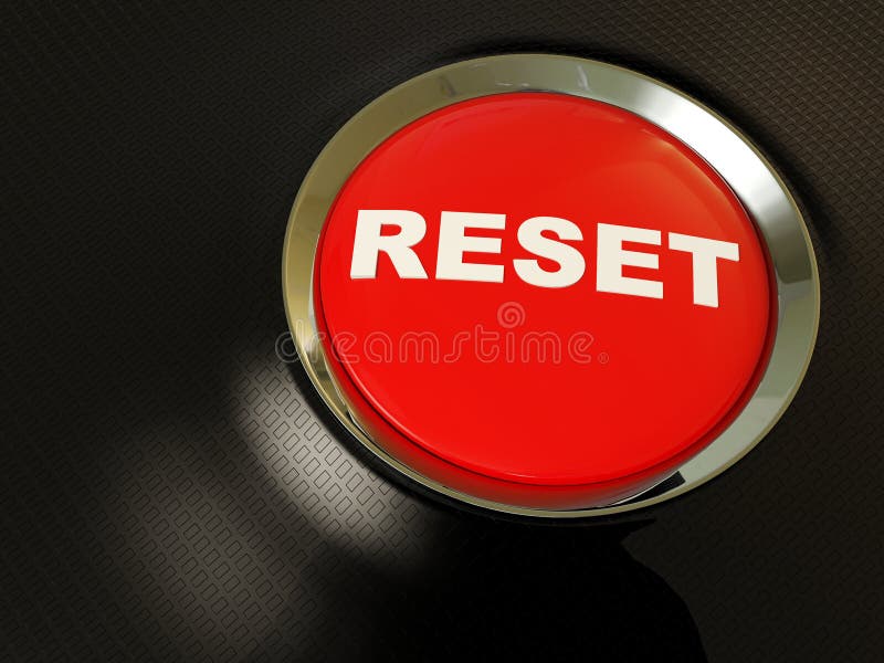 Reset button on black background. Reset button on black background