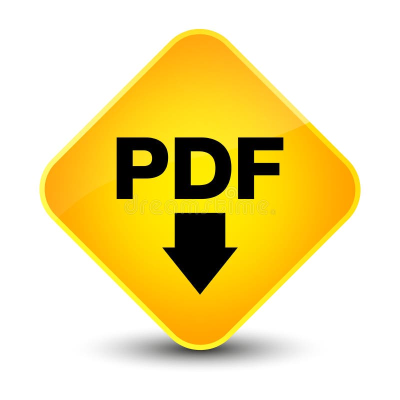 Knapp för diamant för PDF-nedladdningsymbol elegant gul stock illustrationer