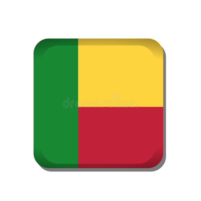 Knappen Benin-flagga isolerad på vit bakgrund stock illustrationer