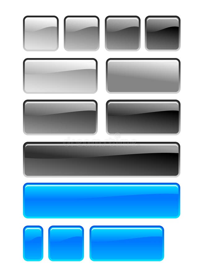 Gray, black and blue square button. Gray, black and blue square button