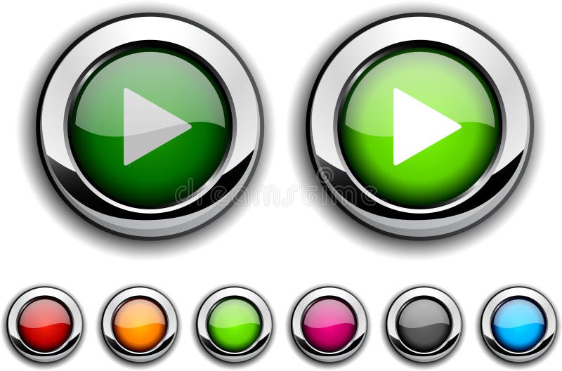 Play realistic buttons. Set of illustration. Play realistic buttons. Set of illustration.