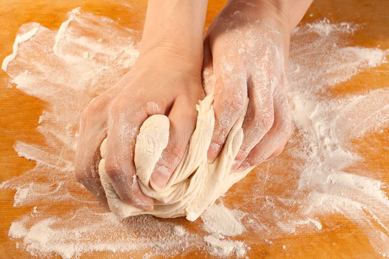 Kneading the dough stock image. Image of wooden, closeup 23105451