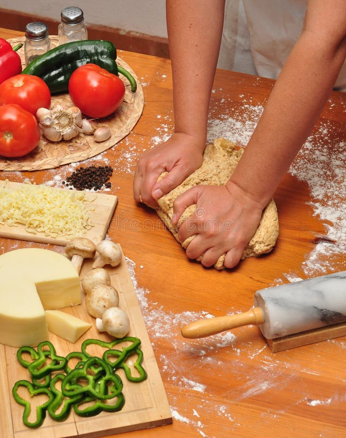 Kneading Pizza dough stock photo. Image of bread, ingredient 18888674