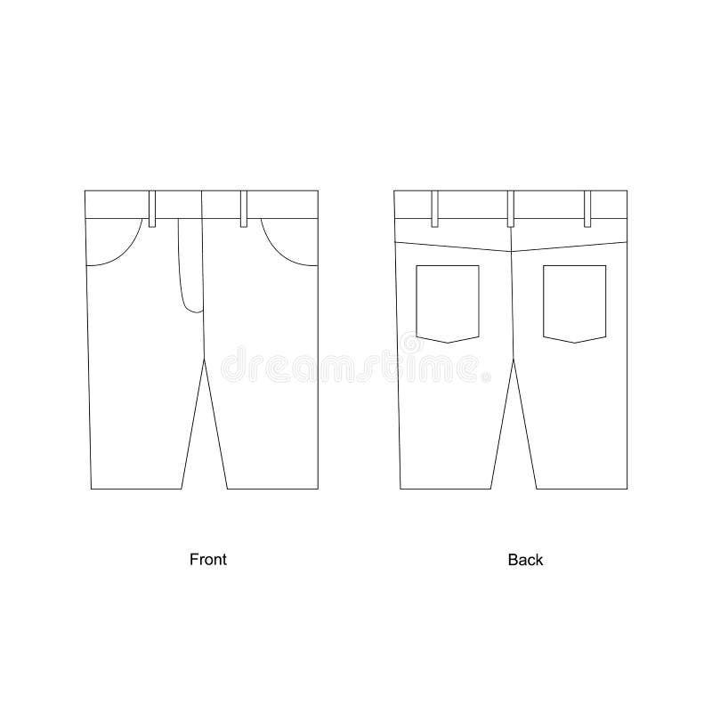 Knee-length Shorts Vector Illustration. Men`s Denim Shorts Vector ...